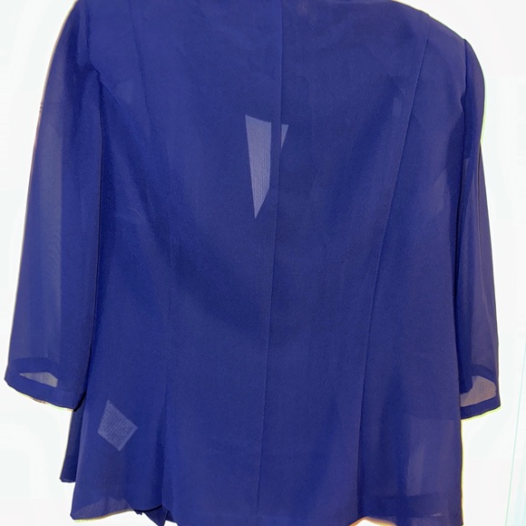 vintage Danny & Nicole size 18 navy sheer blouse Elbow sleeve Button please Bead - Picture 4 of 4